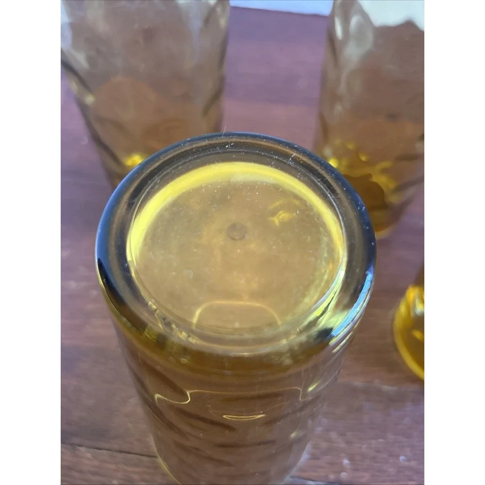 4‎ Vintage Amber Circle Design 16oz Tumblers  6.25